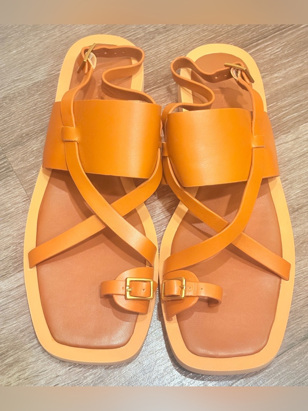 Aerosoles St.Barth Brown Leather Adjustable  Sandals Size 10 1/2 New No Box